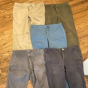 Five pairs of Bonobos Men’s Chinos - 32x30 - Various colors